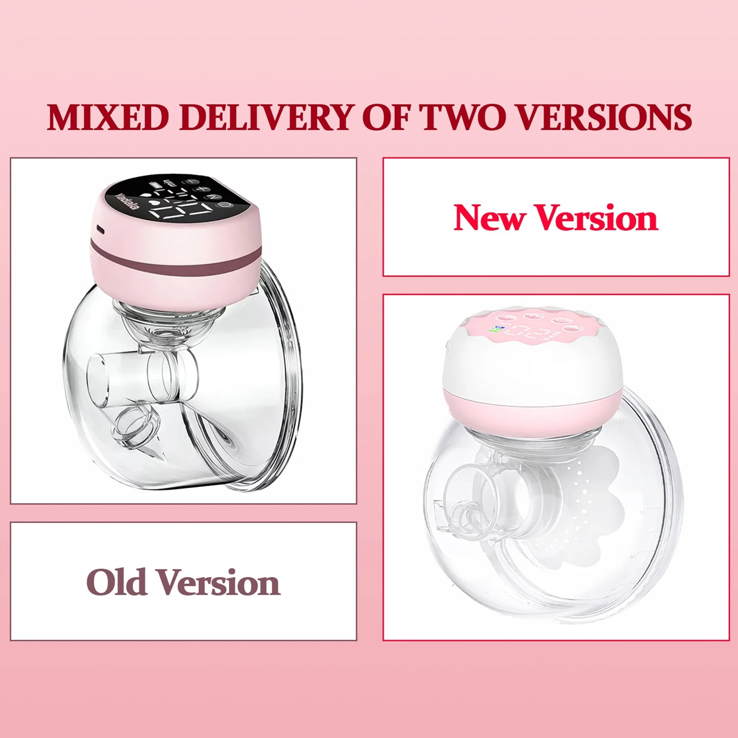 Electric Breast Pump, Wearable Hands-Free Breast Pumps with 3 Modes, 9 Levels, Pink