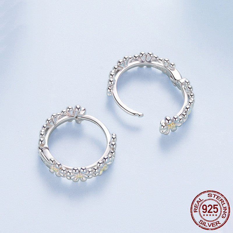 S925 Sterling Silver Flowers Sunshine Charm Earrings