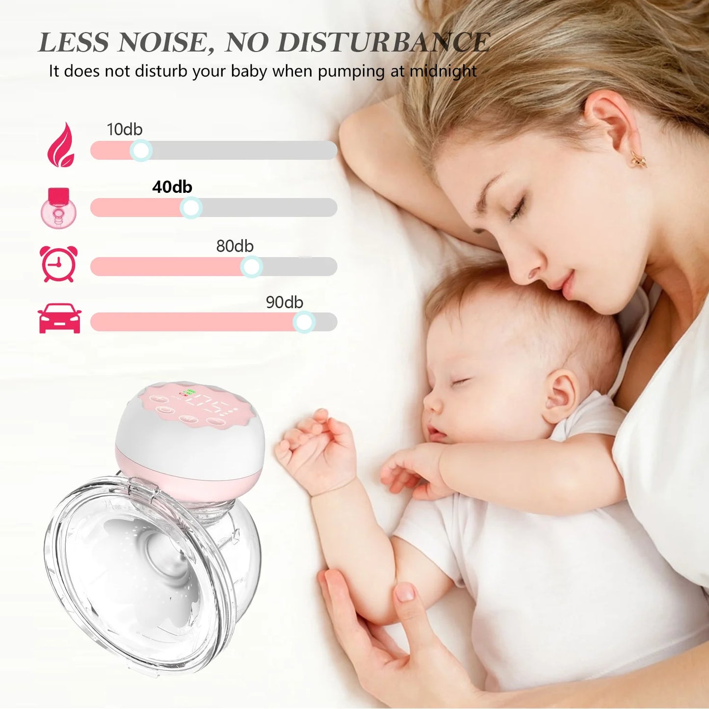 Electric Breast Pump,  Wearable Hands-Free Breast Pumps with 3 Modes, 9 Levels, Pink