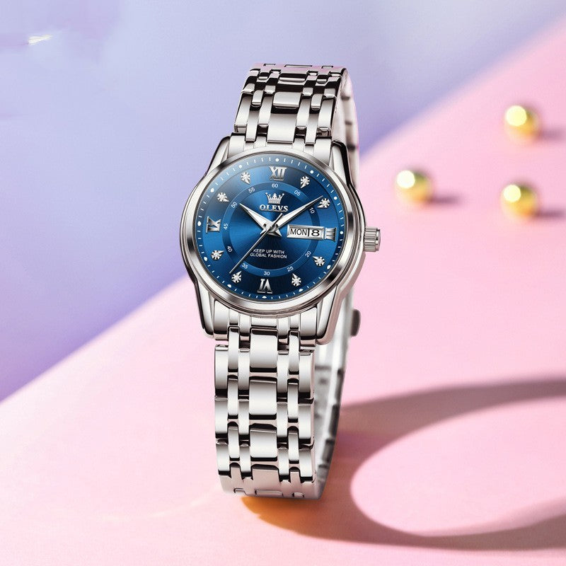 Roman Scale Fashion Calendar Quartz Watch Waterproof Ladies