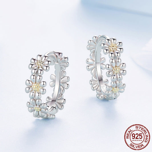 S925 Sterling Silver Flowers Sunshine Charm Earrings