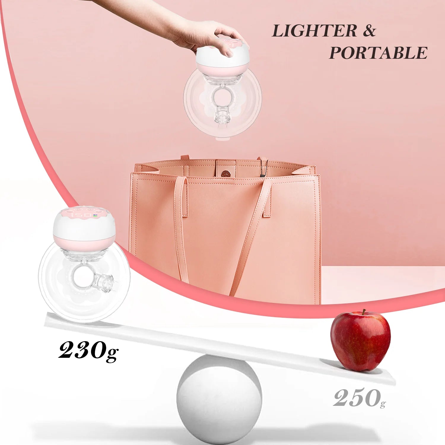 Electric Breast Pump,  Wearable Hands-Free Breast Pumps with 3 Modes, 9 Levels, Pink