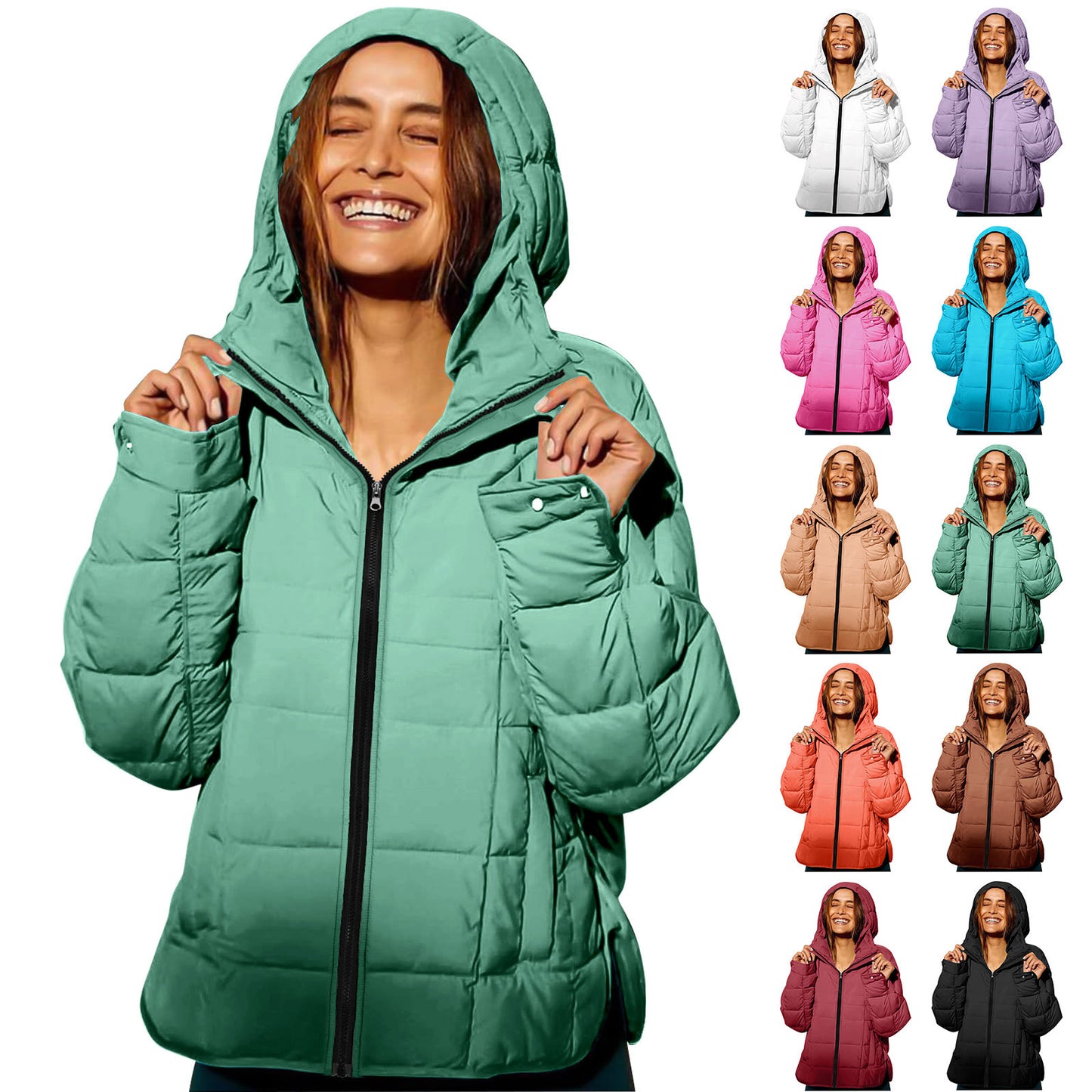 Women's Polyester Hooded Loose Sports Cotton Jacket