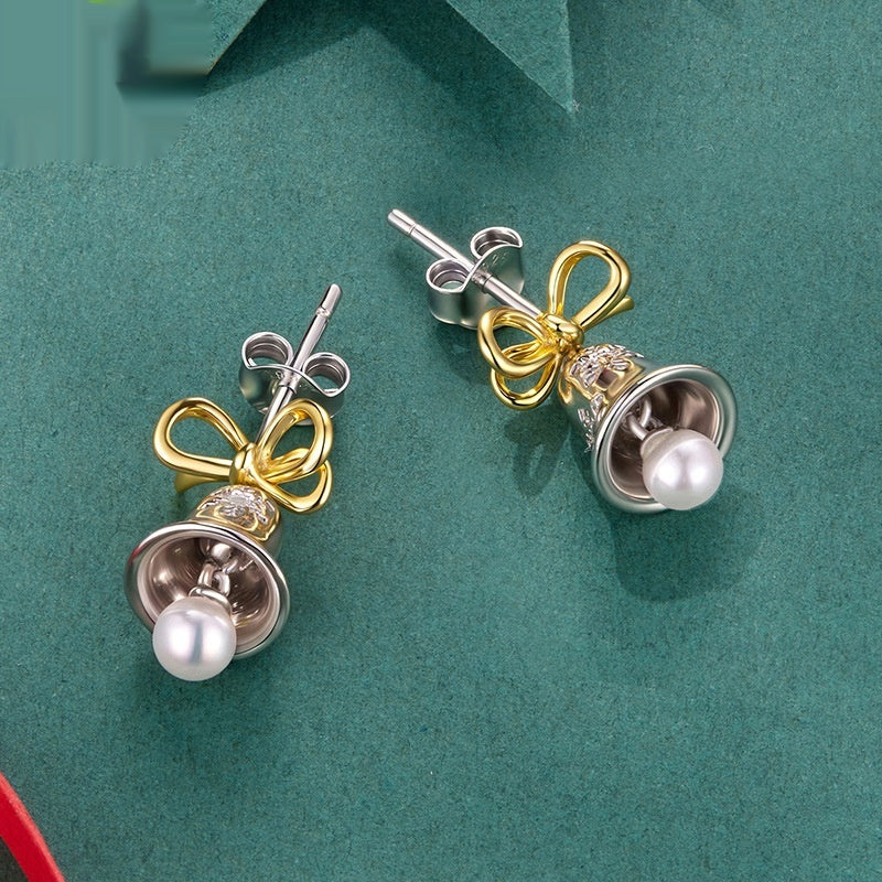Christmas Snowflake Bow Bell Earrings