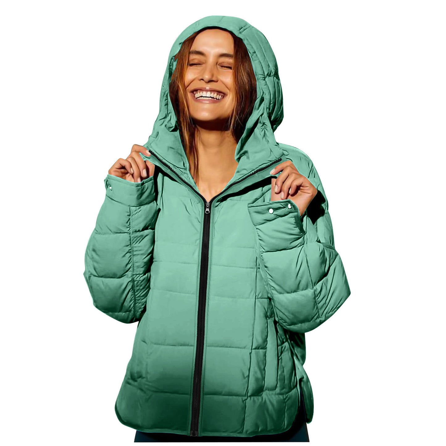 Women's Polyester Hooded Loose Sports Cotton Jacket
