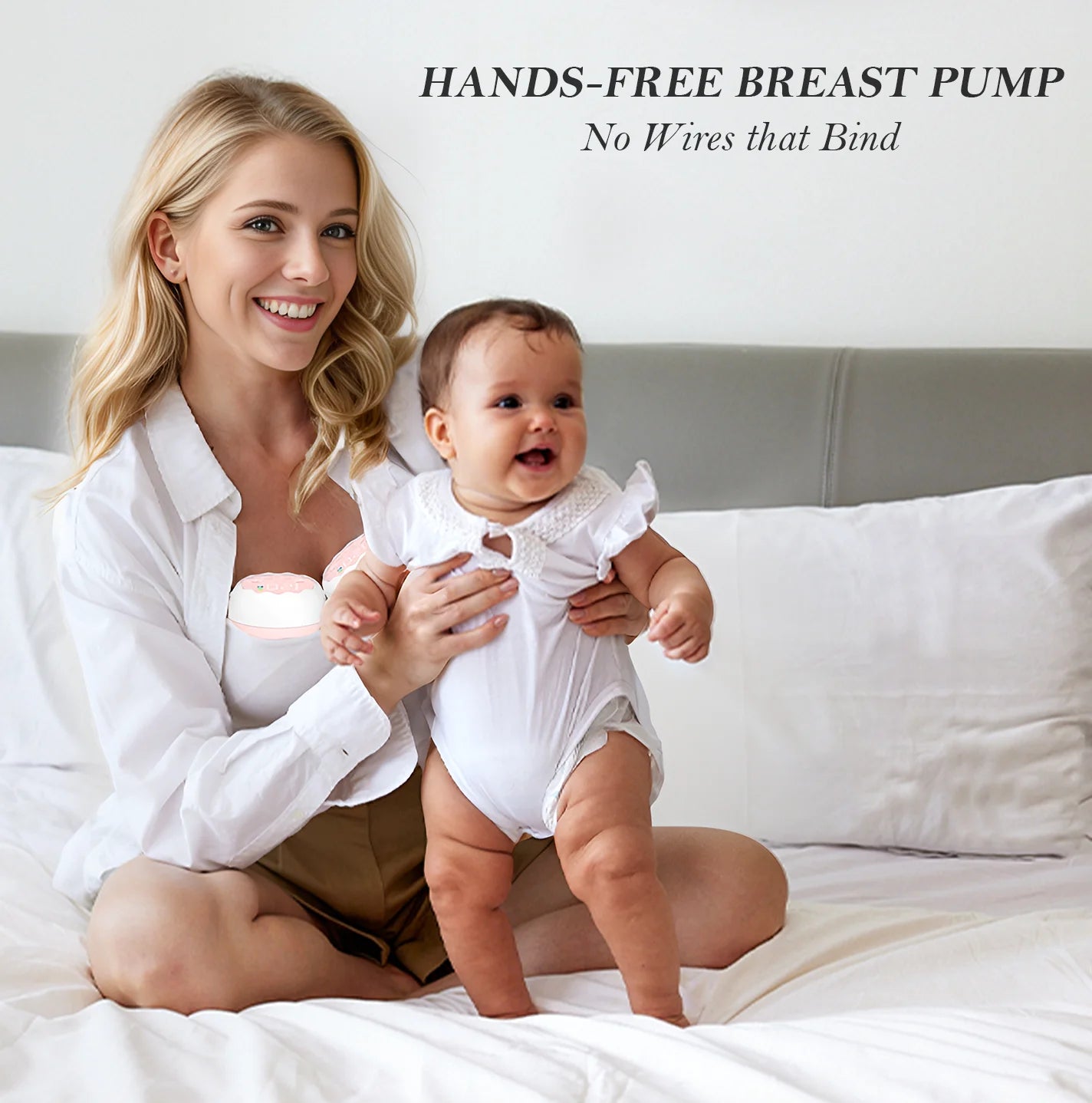 Electric Breast Pump,  Wearable Hands-Free Breast Pumps with 3 Modes, 9 Levels, Pink