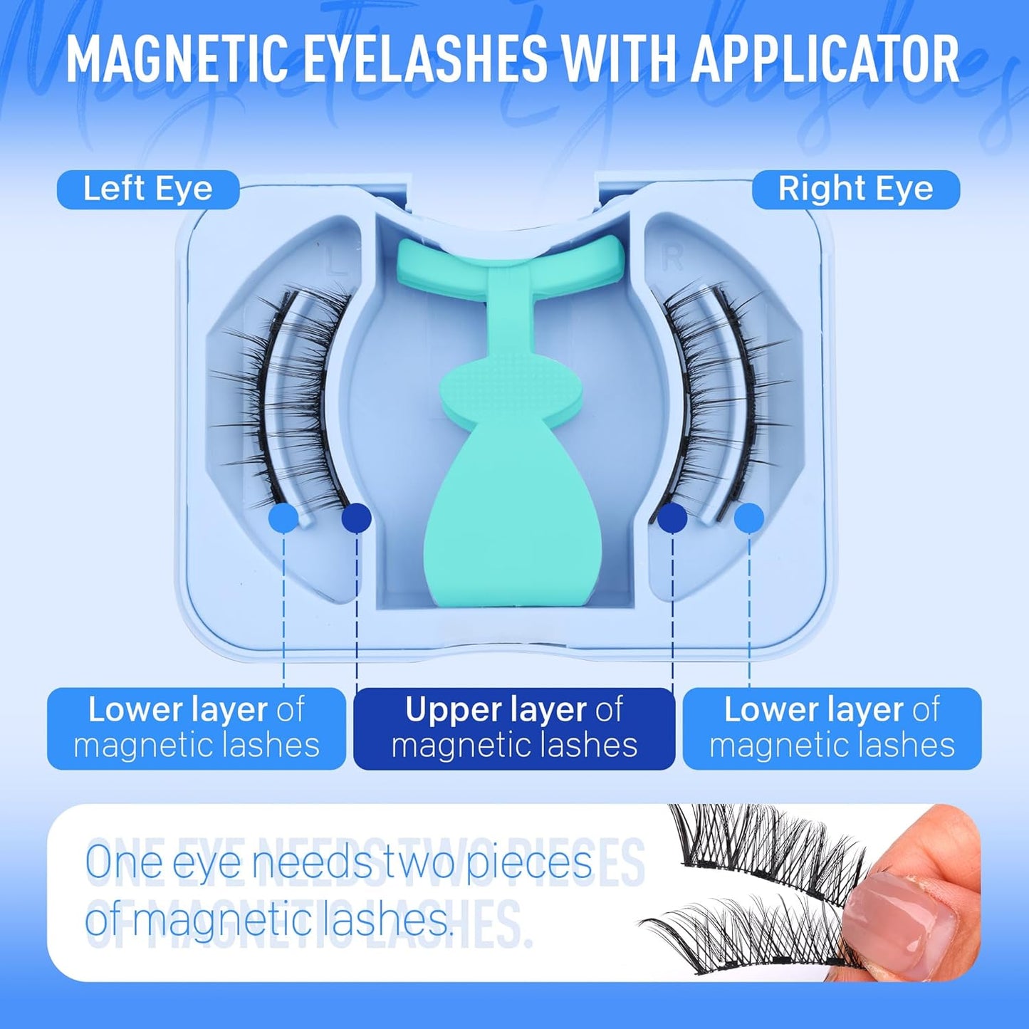 Magnetic Eyelashes with Applicator Magnetic Lashes Natural Look Reusable Manga Magnetic Eyelashes without Eyeliner Cat Eye False Eyelashes Magnetic Lashes with Clamp Kit No Glue Needed by