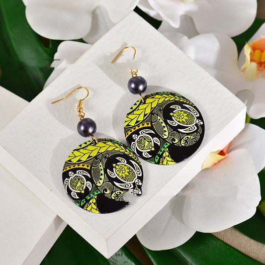 European And American Fashion Bohemian Earrings Acrylic Geometric Round